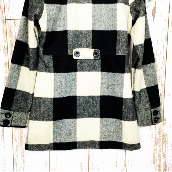 Billabong Gingham Plaid Wool Blend Midi Jacket EUC - Picture 6 of 9